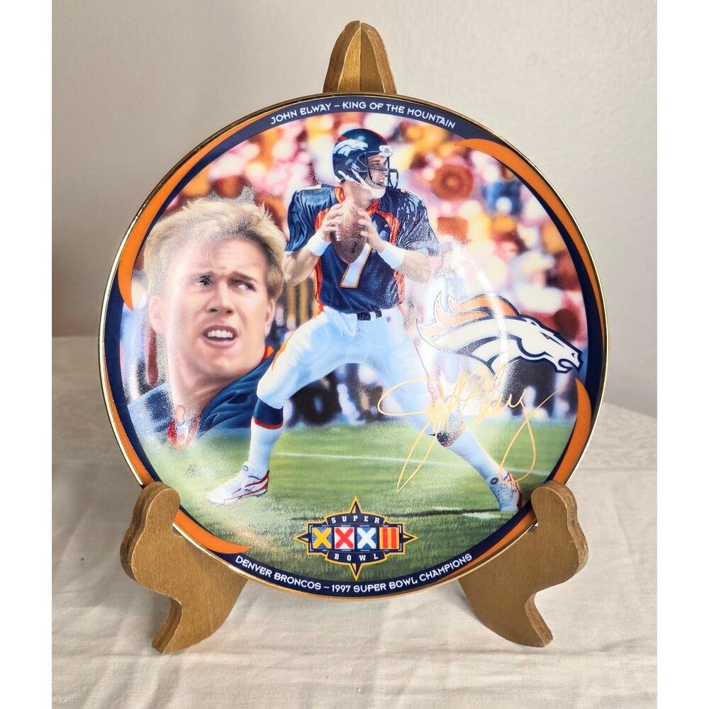 Vintage John Elway Denver Broncos 1997 Super Bowl Champion Collector Plate 8"